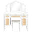 44.57" Makeup Vanity Desk With 13 Bulbs, 3 Lighting Modes, Tri - Fold Mirror, 5 Drawers, Shelves, And Charging Station For Bedroom White, Ample Storage, Construction Dressing Type Variations, Drawers