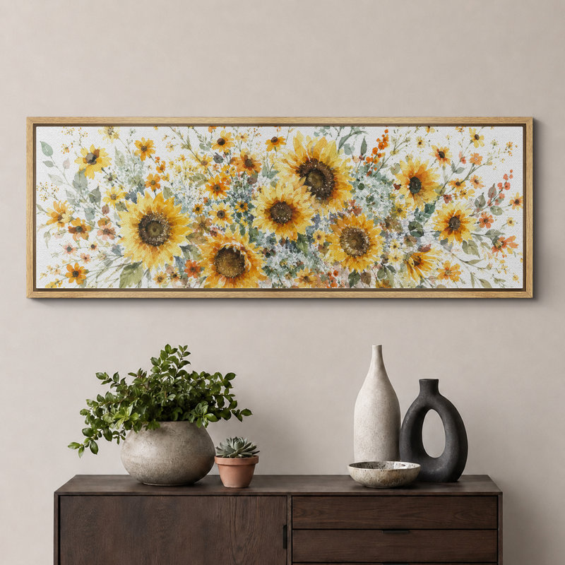 Tournesol, bouquet de fleurs, photos de la cuisine, impression sur toile encadrée, 3 pièces, 20" H x 60" W x 1.5" D