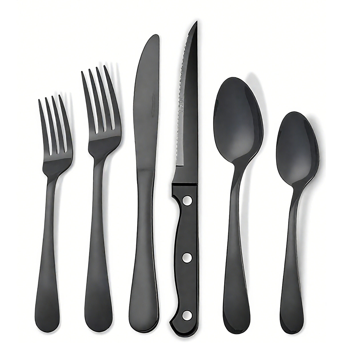 48-piece, 430 Stainless Steel, flatware Set, service For 8, knives, forks, spoons, steak Knives, salad Forks, teaspoons, cutlery Set, silverware, heavy Duty, rustproof