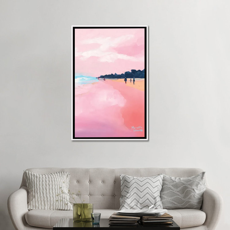 Sunshine Beach in Pink - reproduction d'art murale encadrée, 48" H x 32" W, Reproduction encadrée sans passe-partout, Blanc
