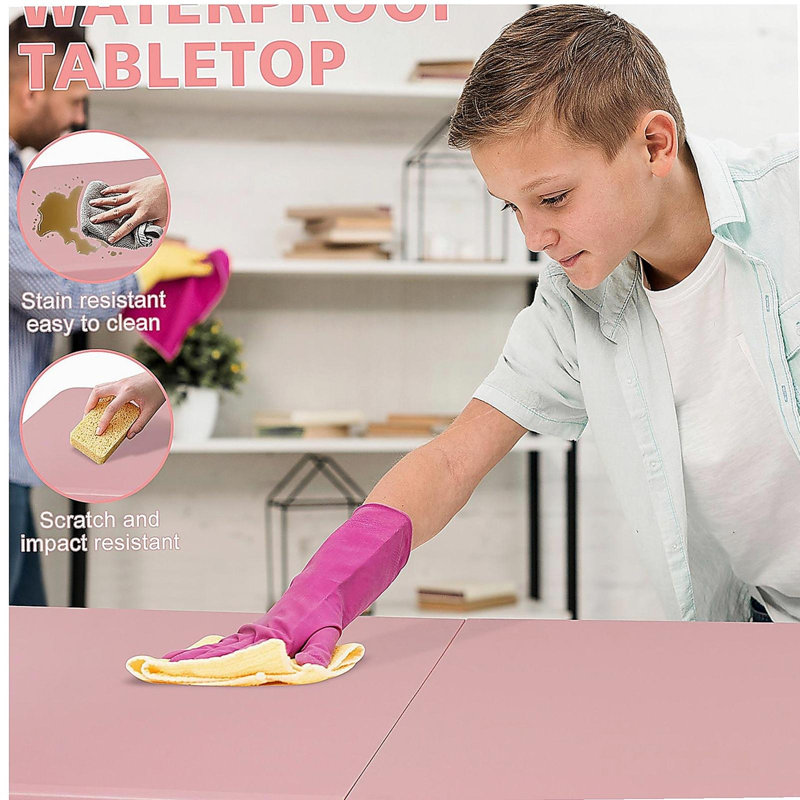 Table pliante portative rose 4 pieds pour un maximum de 135 kg pour l'intérieur et l'extérieur, Rose