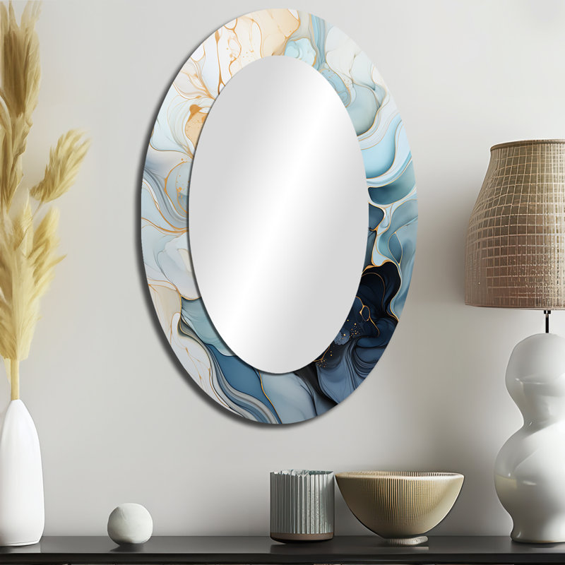 Minimalism Serenity In Motion - Modern Oval Wall Mirror, 36" x 24"