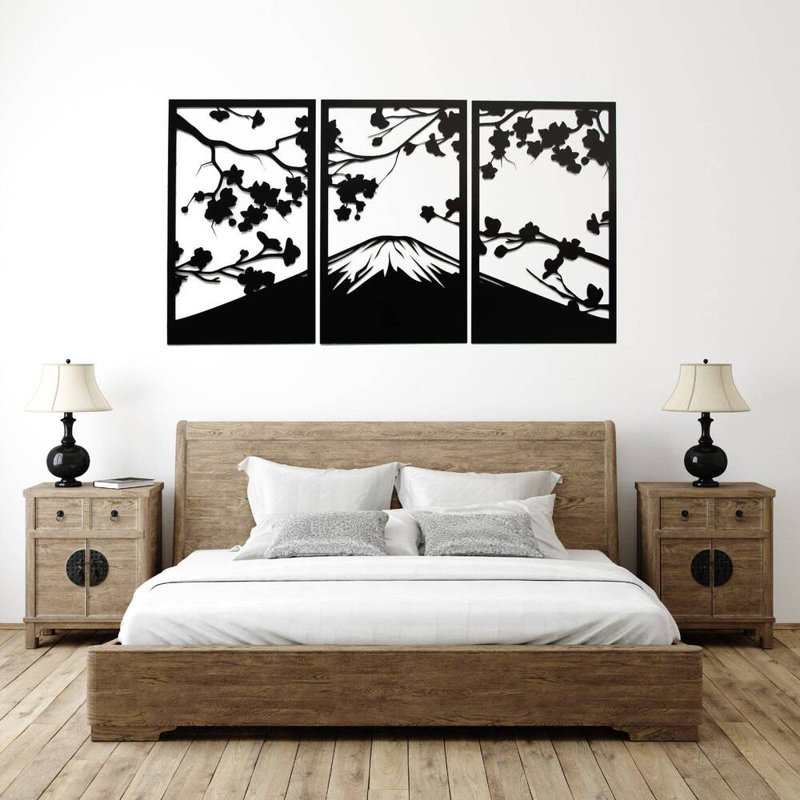 Sakura Cherry Blossom Metal Wall Art - Japanese Floral Wall Decor - Cherry Blossom Tree Sculpture - Elegant Nature Blossom Artwork - Zen Garden Inspired Home Decoration - Modern Minimalist Iron Wall Hanging - Asian Floral Gift