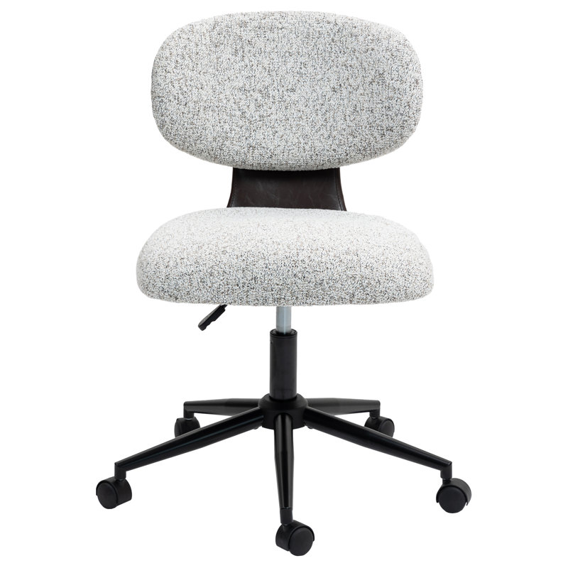 Modern Chenille Swivel Desk Office Chair, White