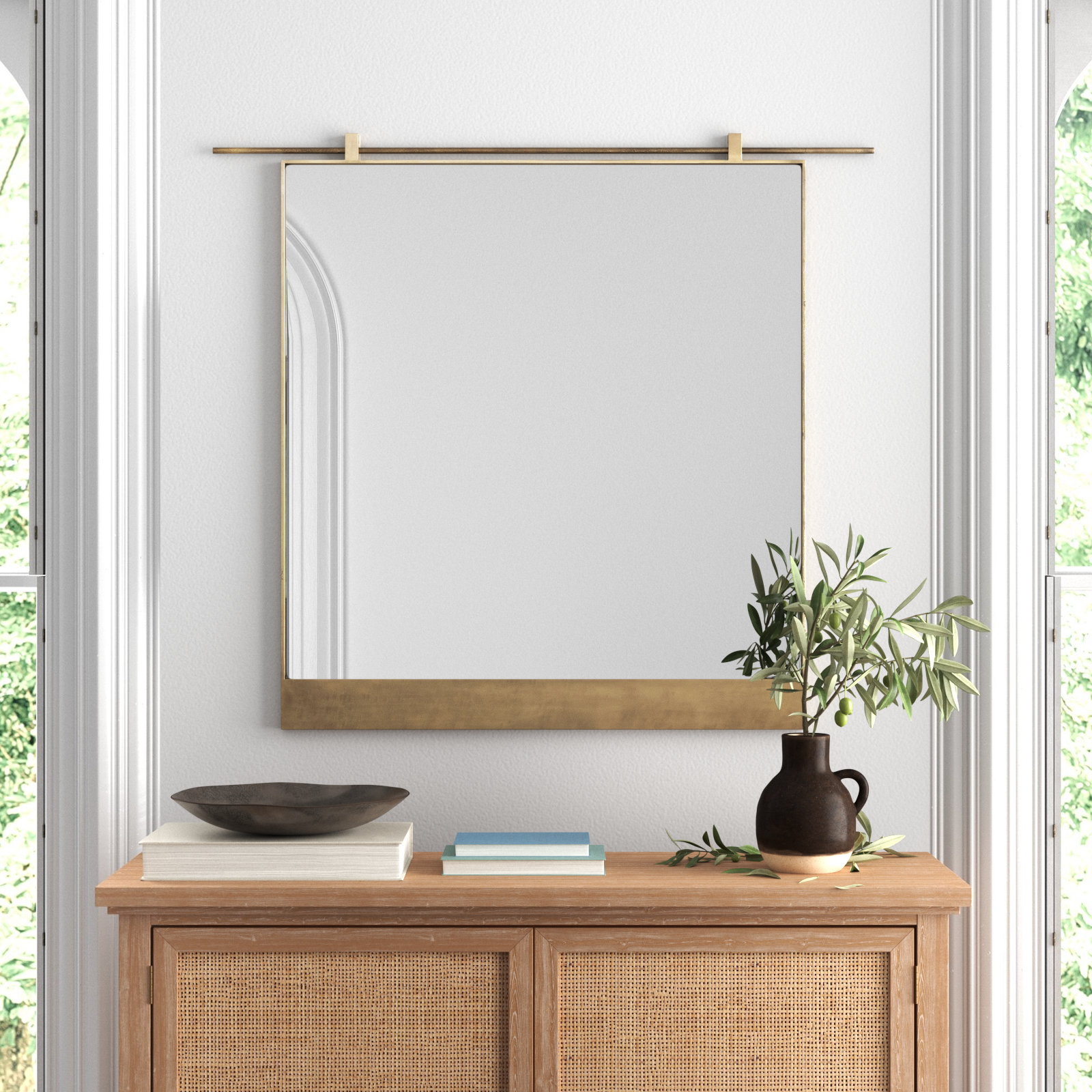 Hutton Accent Mirror, 45" x 50", Antique Brass