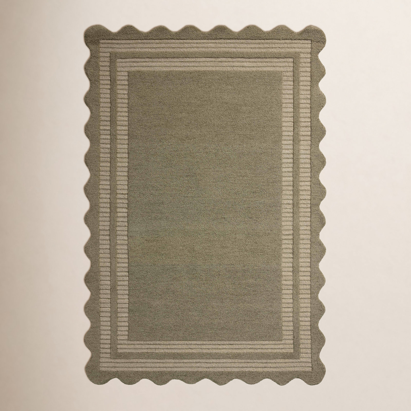 Chris Loves Julia x Loloi Scottie Geometric Rug, Olive/Pebble, Rectangle 3'6" x 5'6"