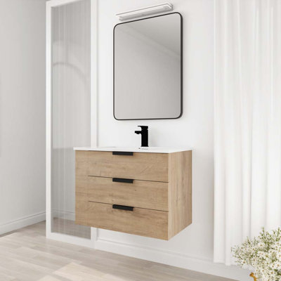 Meuble-lavabo mural 30 po avec lavabo, gauche