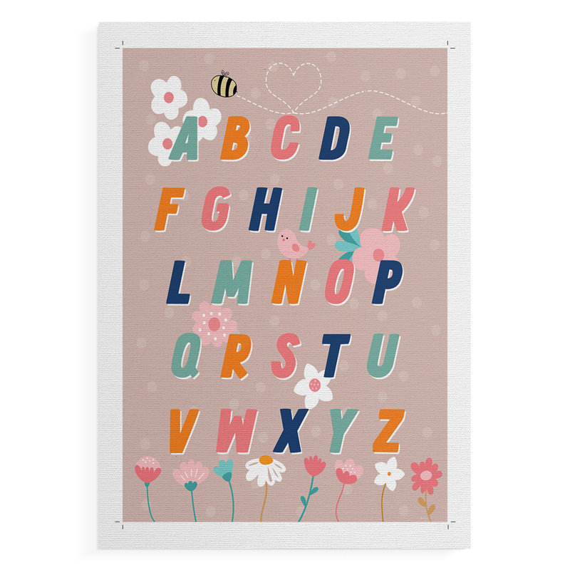 Alphabet floral - impression sur toile seulement - NON-CADRE, H 60 po x l 40 po
