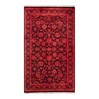 Overyed One-of-a-Kind Rectangle 3'3" X 5'4" New Age Wool Area Rug Red/Black