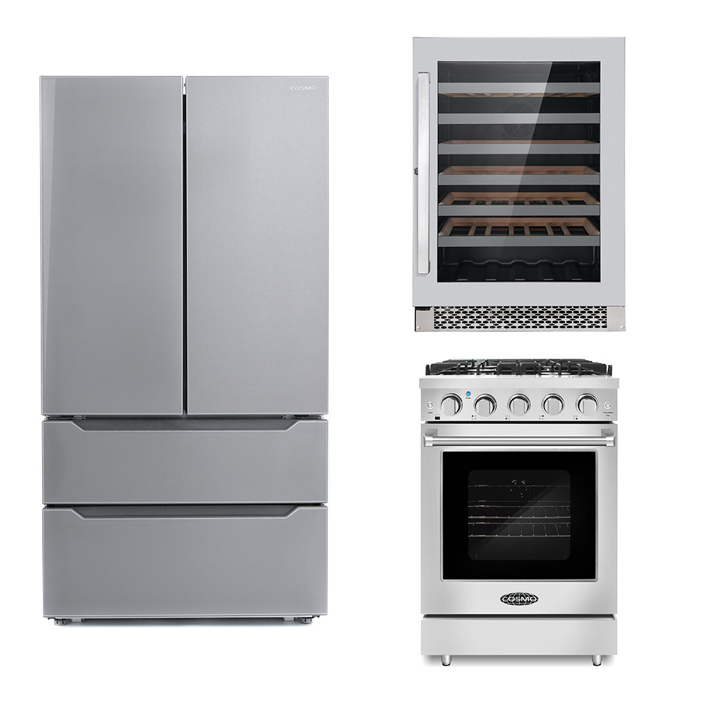 Cosmo Piece Kitchen Appliance Package with French Door Refrigerator , Cosmo