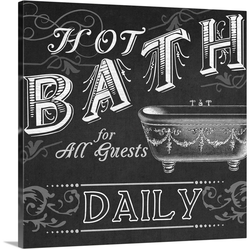 «Chalkboard Bath Signs II», reproduction d'impression sur toile, Toile tendue, H 48 po x l 48 po x P 1,25 po