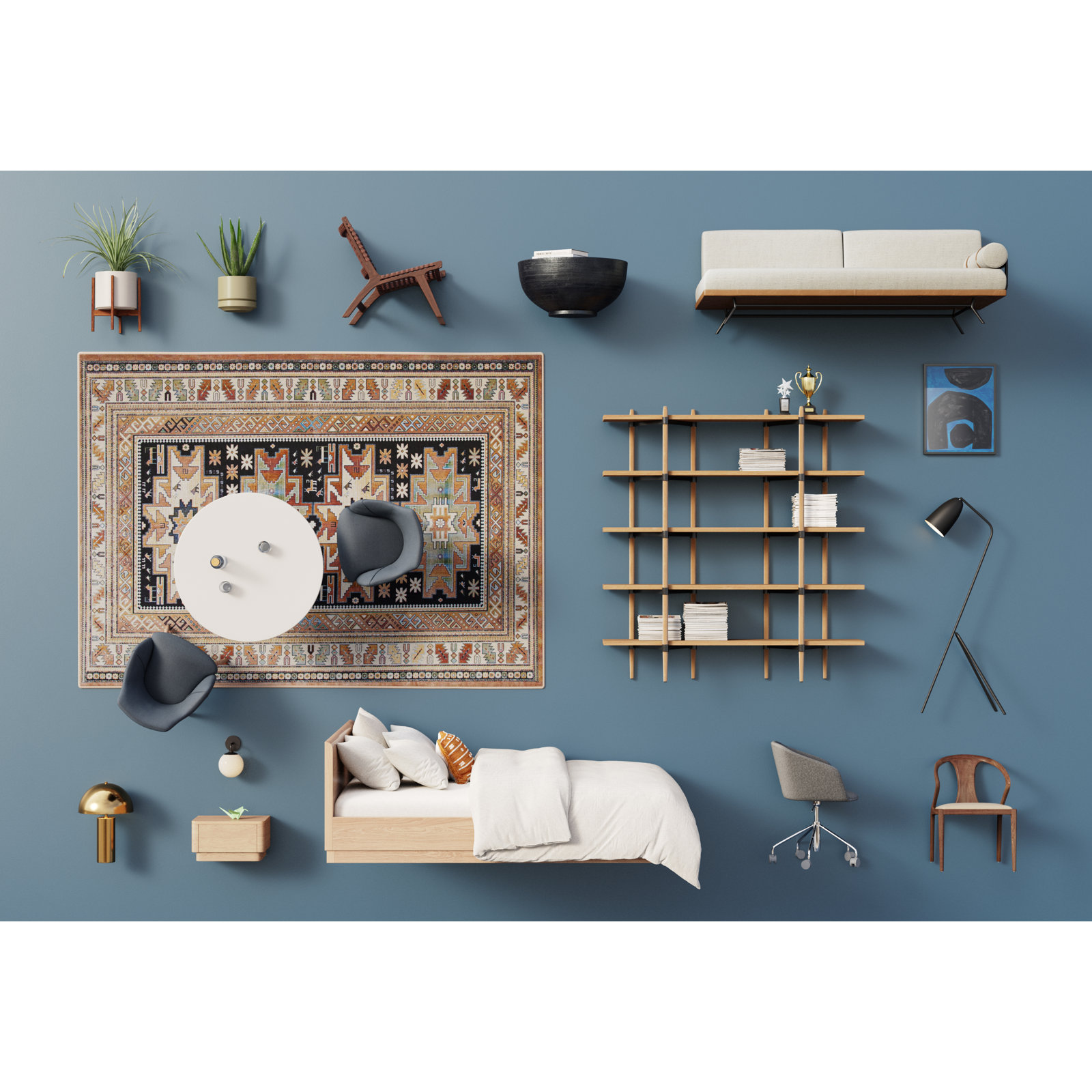 Mille Platform Bed, King, Walnut