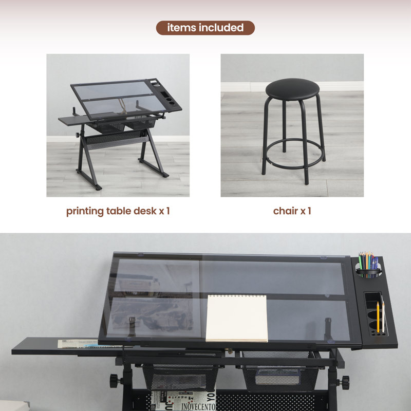Adjustable Metal Base Drafting Table