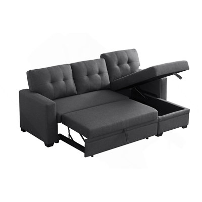 Convertible Upholstered Sectional Sofa With Pull-Out Chaise