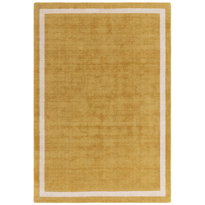 Anyi Bordered Handmade Yellow Area Rug