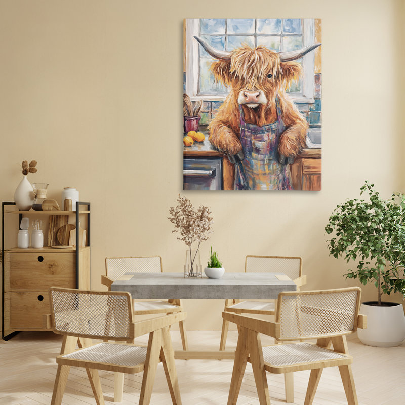 «Kitchen Time Chef Cow Canvas», conception par Nina Blue, H 30 po x l 24 po