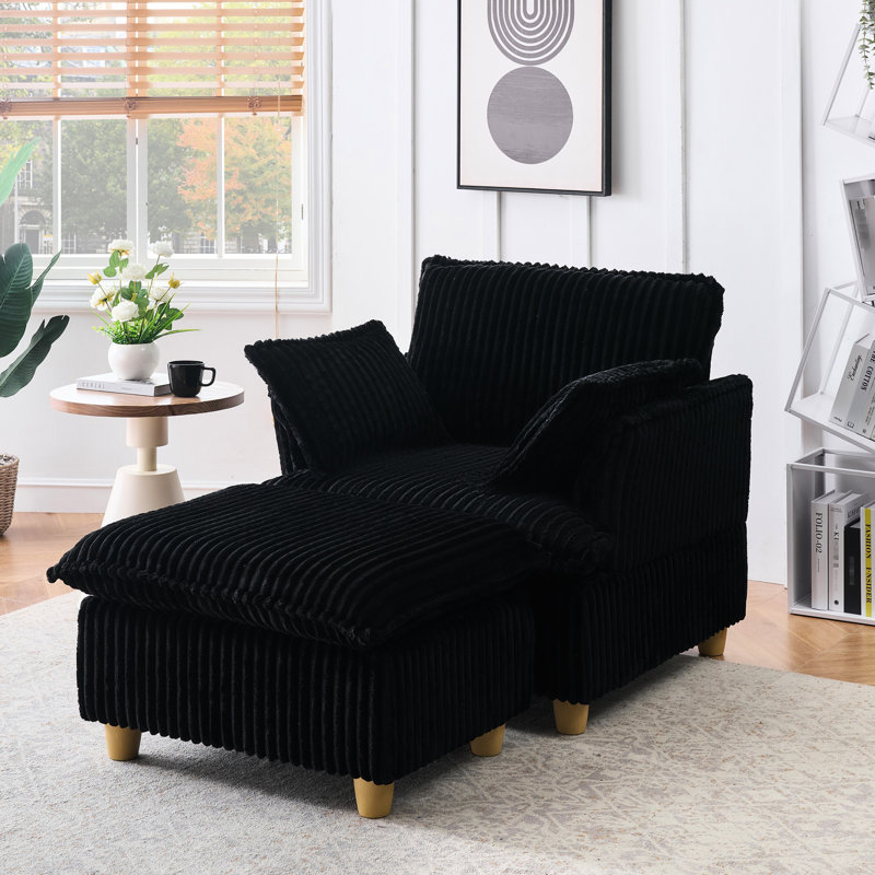Velours côtelé avec et coussins - confortable pour se détendre dans divers coins, salon, balcon, espace de lecture, jet simple, étude confortable, style rétro, assemblage facile