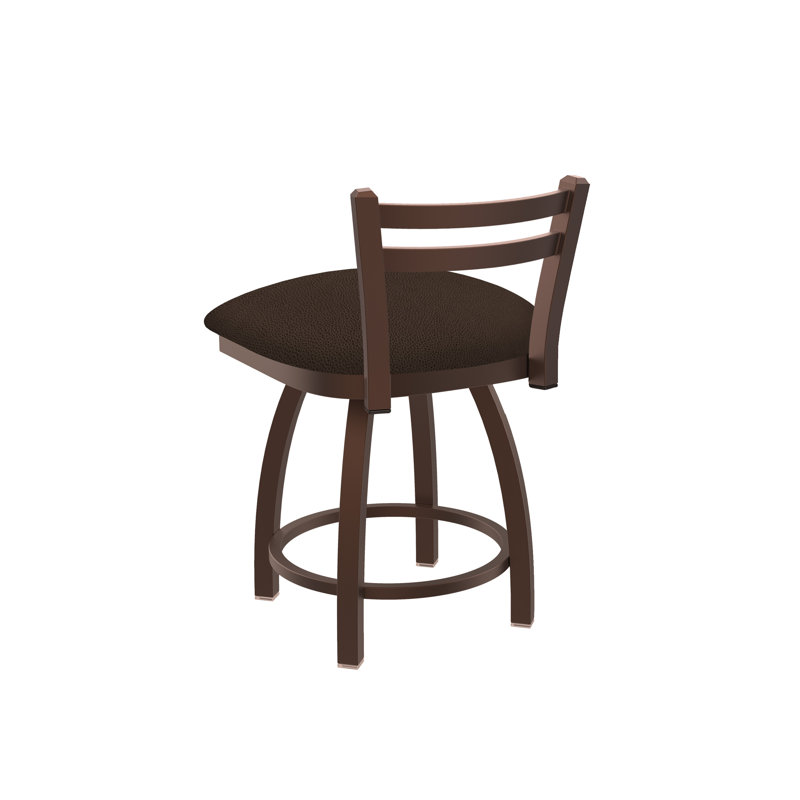 Jackie 18" Tall Metal Vanity Stool, Vinyl-Rein Coffee, Bronze