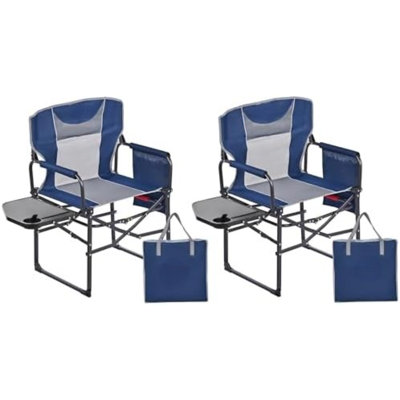 Chaise de camping pliante, chaise de camping pliante surdimensionnée et robuste avec table d'appoint, pochette pour la plage, la pêche, le voyage, le pique-nique, la pelouse, les chaises de camping pliables d'extérieur
