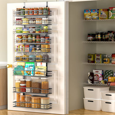 9-Tier Over The Door Pantry Organizer, Black Hanging Basket Wall Spice Rack Seasoning Shelves