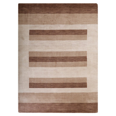Abbygayle Hand Knotted Loom Wool Eco-Friendly Area Rugs - Rectangle,  Brown Light Beige Color, Contemporary Modern Design, High Pile Thick Handmade Anti Skid Area Rugs for Living Room, Bed