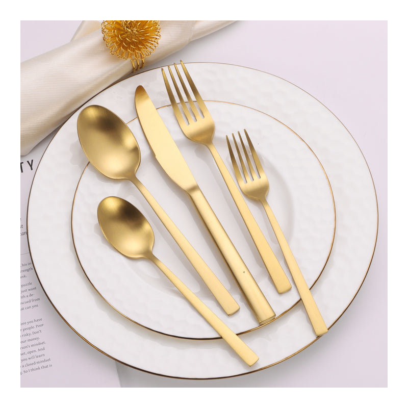 20 Pc Flatware Set with Square Handles, Silver