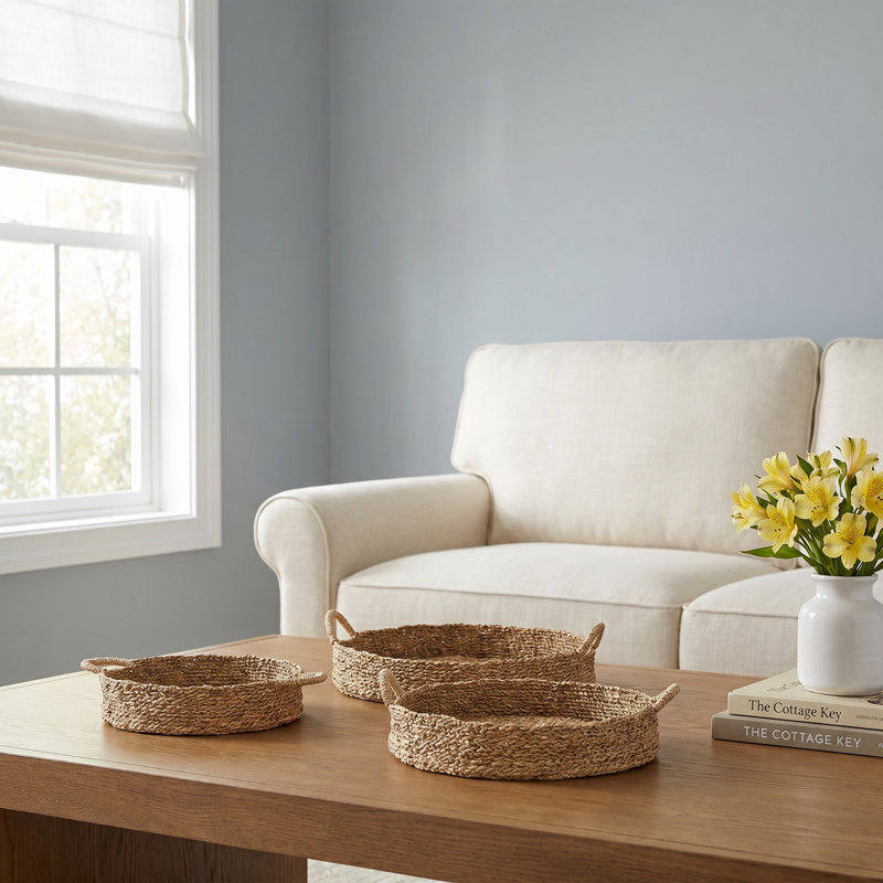 Bourbon Seagrass Tray - Set of 3
