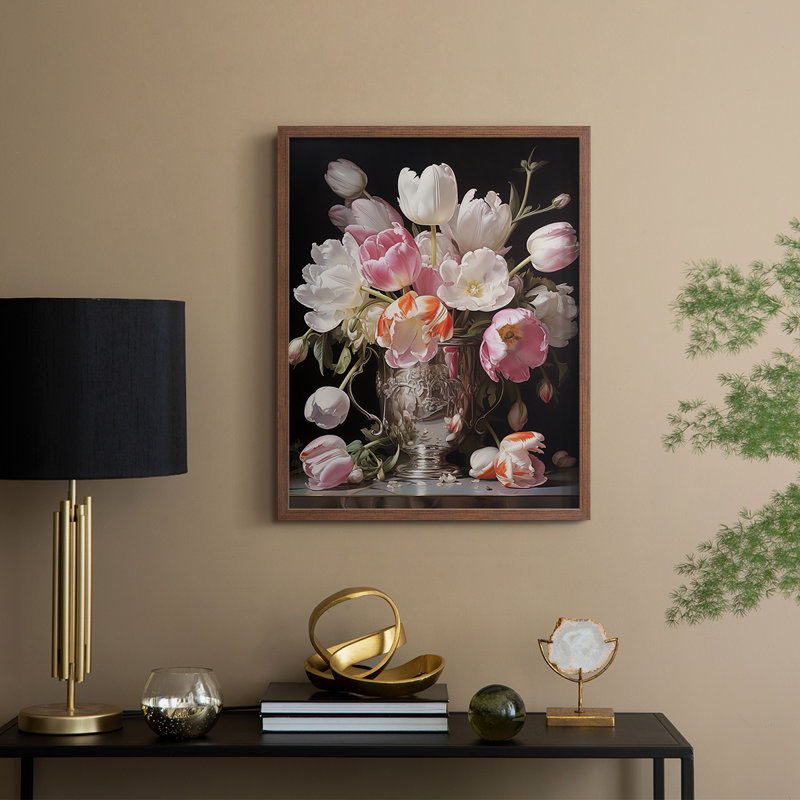 Reproduction encadrée FLORAL Series DCCVVII - bois massif, H 11 po x l 9 po, Noyer