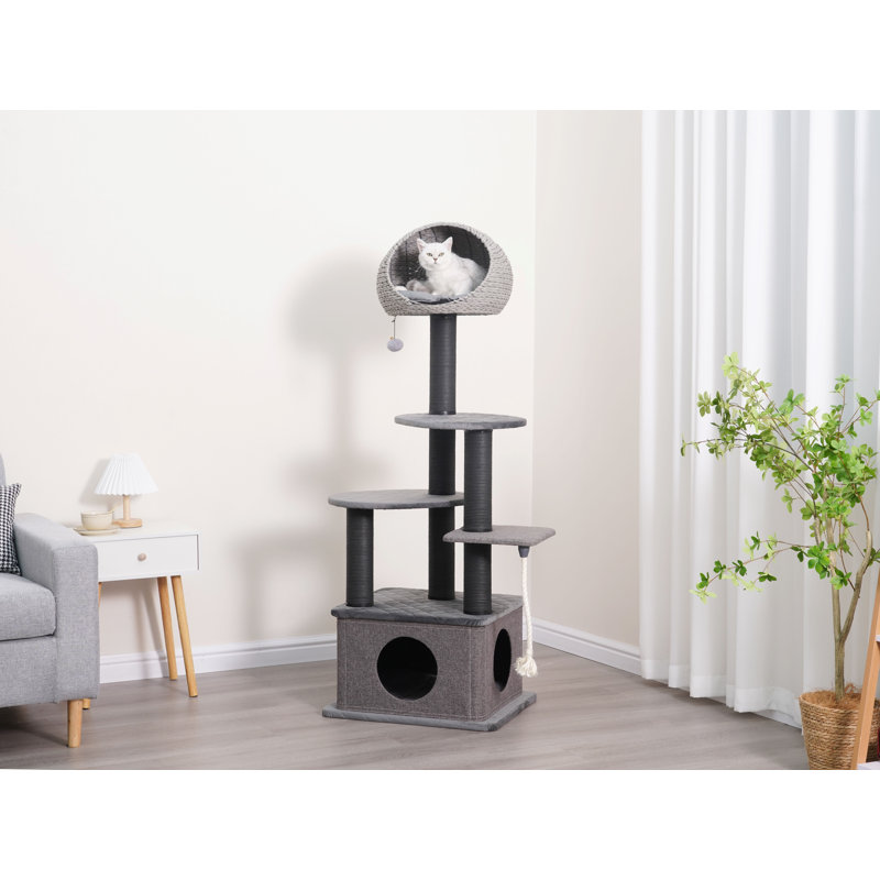 Catry Modern Sustainable Cat Tree - 62", 6 Level, Large, Ct Tundra