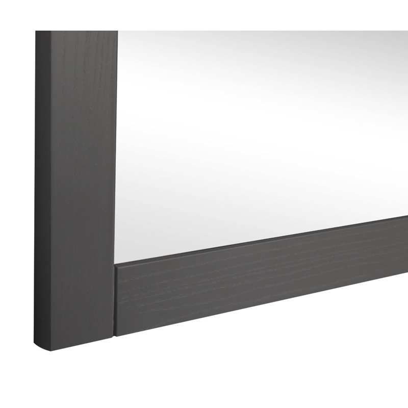 Lenelle Solid Wood Square Wall Mirror, Gray Matte