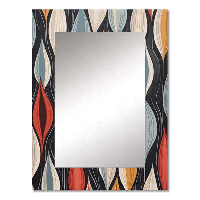 Retro AbstractáLeaves II - Abstract Decorative Mirror On Metal
