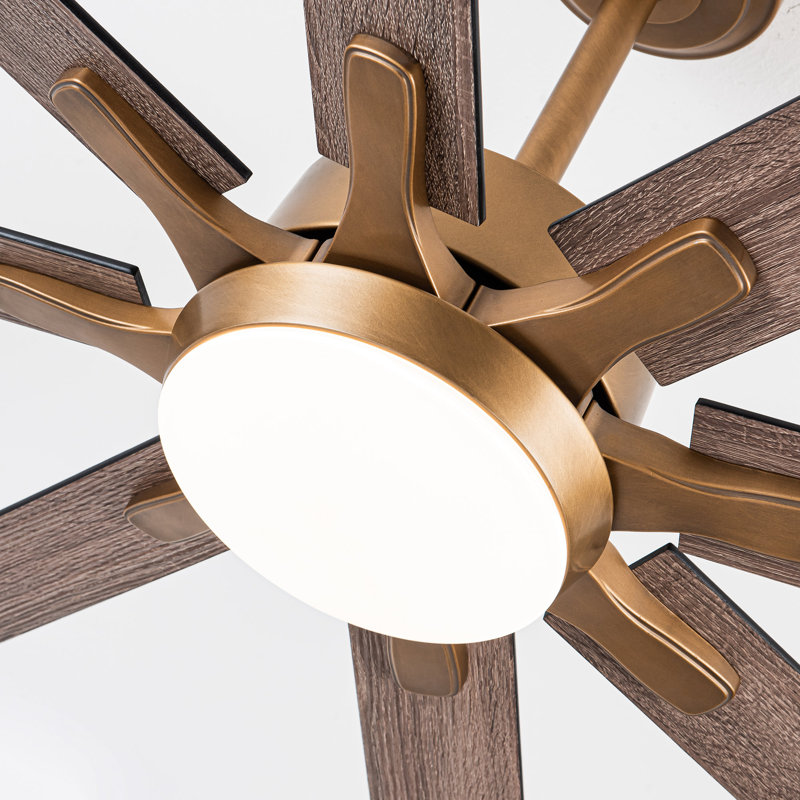 Grand ventilateur de plafond moderne à deux pales avec moulin à vent à deux pales moderne avec lumières DEL 3CCT à intensité variable et télécommande, moteur à courant continu réversible à 6 vitesses, minuterie, tiges verticales de 4 po / 10 po, pour intérieur / extérieur couvert