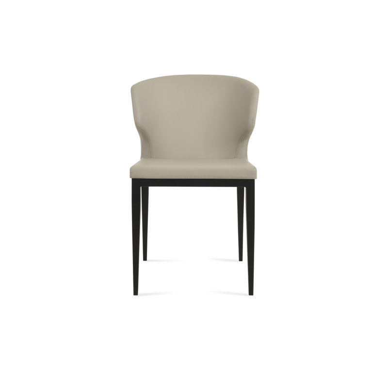 Chaise d'appoint Amed Mw, Cuirette gris pâle, Noir