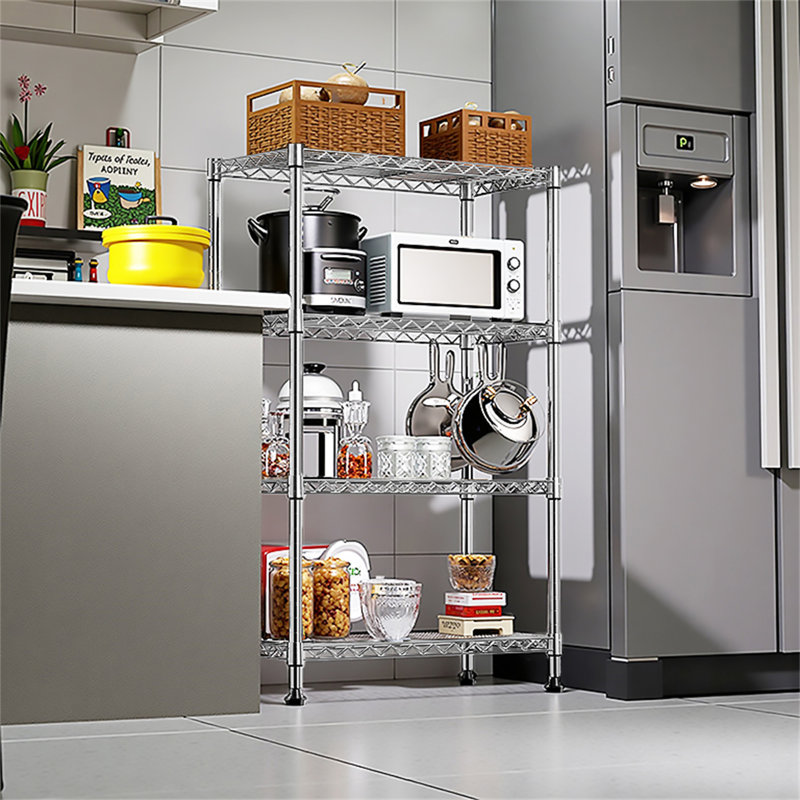 Étagère de rangement 1000 livres à 4 niveaux, H 53,4 po x l 23,6 po x P 13,7 po, Chrome chrome