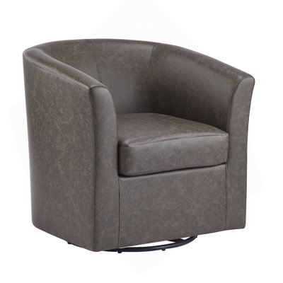 Wilmore Faux Leather Swivel Barrel Chair