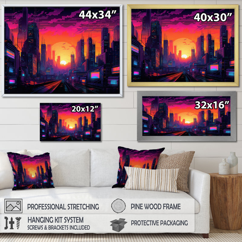 Los Angeles City of Angels I sur impression sur toile, Cadre flottant noir, H 12 po x l 20 po x P 1 po