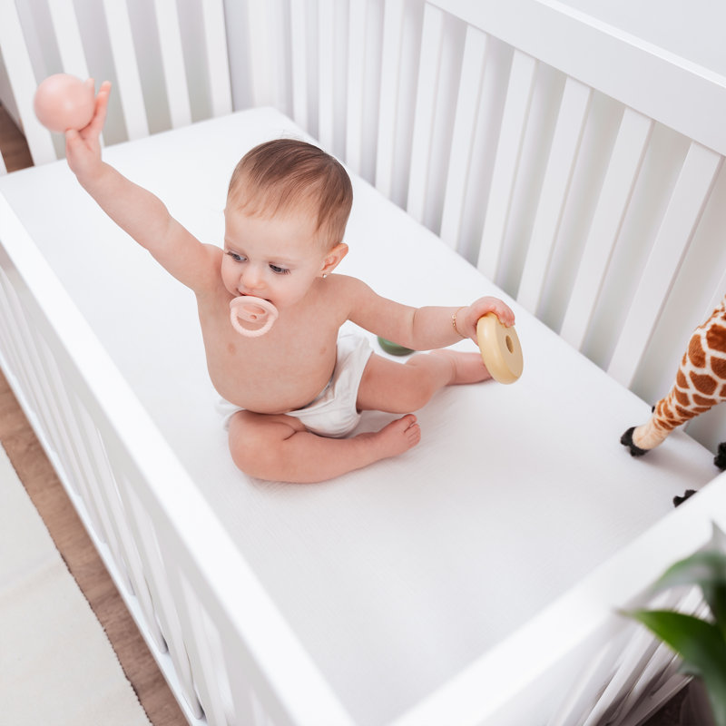 White Muslin Cotton Fitted Crib Sheet for Toddler Mattress