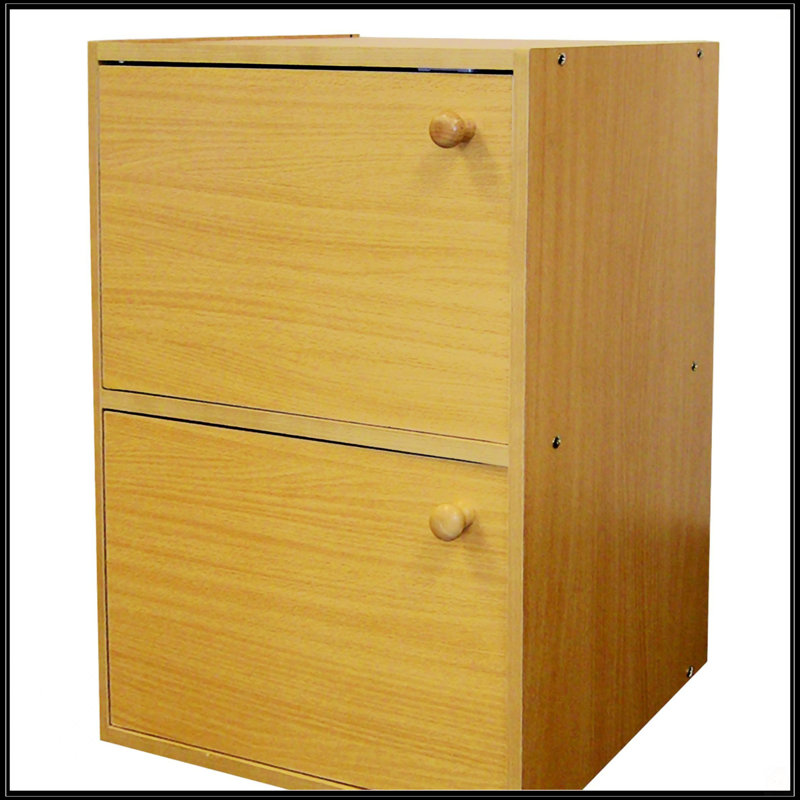 24" Tall 2-Tier Wooden Bookcase / Book Shelf With Doors