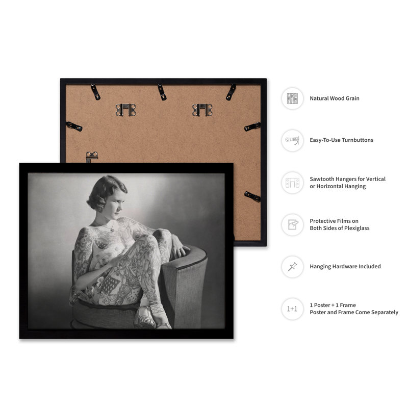 Dame tatouée, Black Framed, Poster, 08"H x 10"W