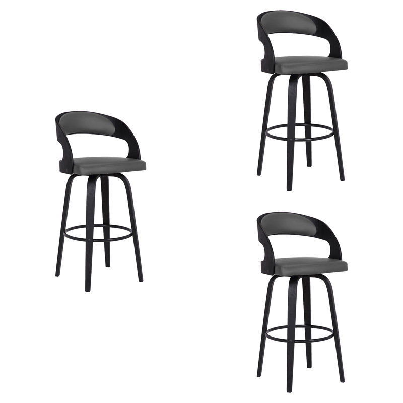 Shelly Counter Height Or Bar Height Swivel Upholstered Stool In Wood Finish - Set , 3, Counter Stool (26" Seat Height)