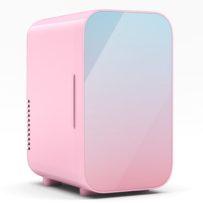 Morfone Mini Fridge, 6 Litre/8 Can Skincare Fridge, 110V AC/DC Portable Thermoelectric Cooler & Warmer for Skin Care, Cosmetics, Beverage, Food, Great for Bedroom, Office, Dorm (Pink)