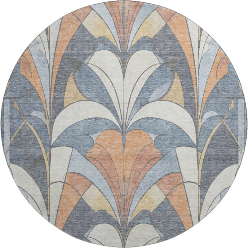 Premium Machine Washable Mayfield modern Rug, Denim, 8' Round