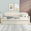 Lit de jour rembourré beige avec lit gigogne portatif et fonction de chargement simple - doux