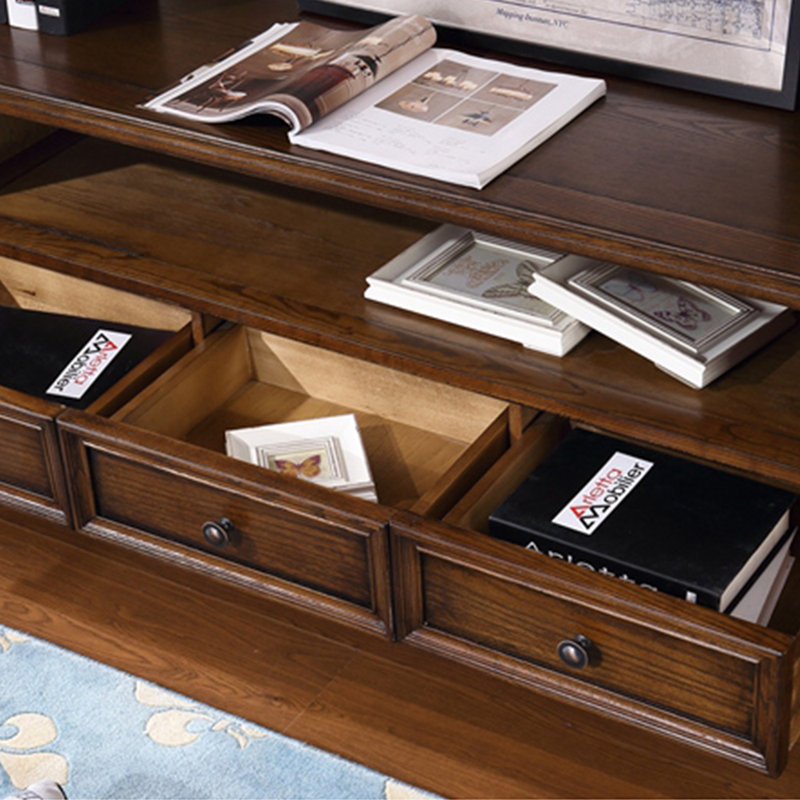 Meuble télé de rangement à grande capacité de style américain, 86.61"