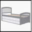 Lit plateforme simple avec 6 tiroirs, gris et blanc
