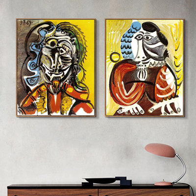 "Combo", 2 pièces par Pablo Picasso, art encadré sur toile, série # 44