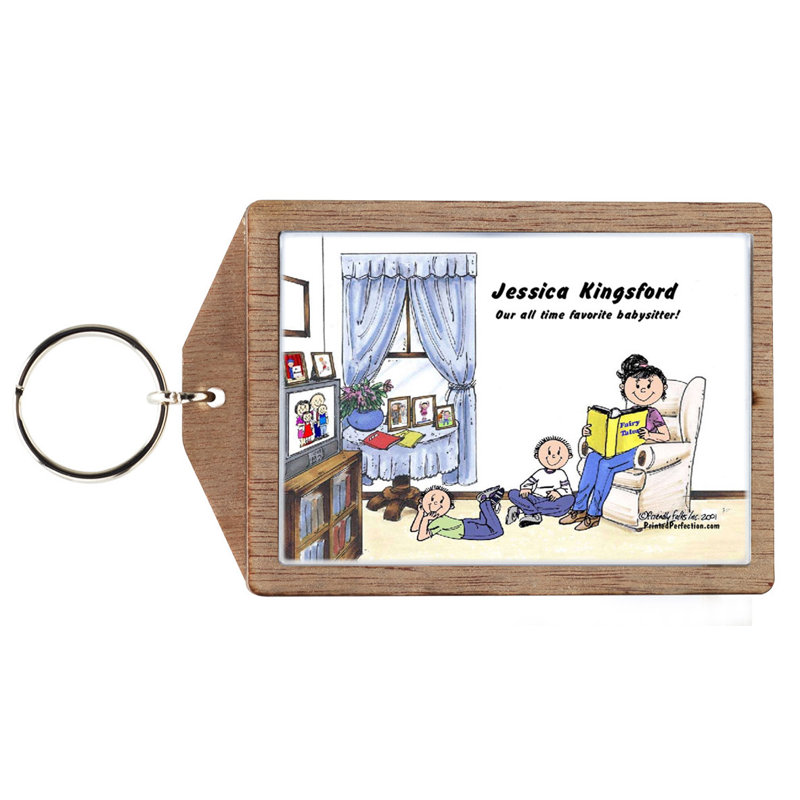Porte-clés personnalisé en bois, 2 garçons, Oui