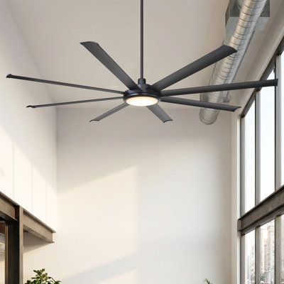 Harrigan 60"/75" 8 Aluminum Blades Industrial Dimmable Ceiling Fan with LED Lights and Remote Control
