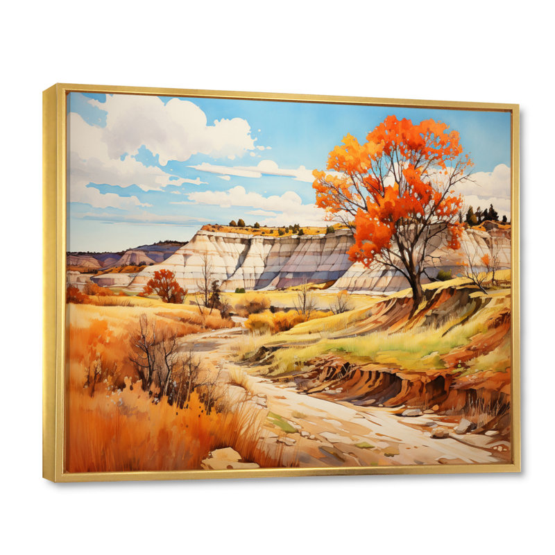 Canada Alberta Badlands III - reproduction sur toile, Cadre flottant doré, H 12 po x l 20 po x P 1 po