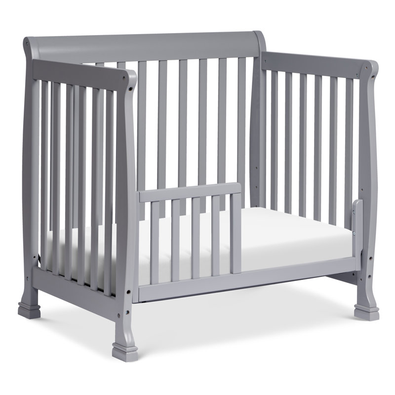Gray Convertible Mini Crib with Twin Bed Option